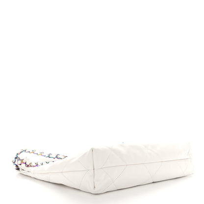 Chanel Shiny Calfskin Quilted Small Rainbow Chanel 22 White 5 of 11