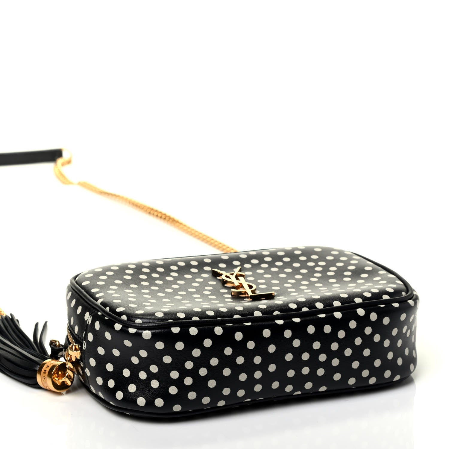 Saint Laurent Calfskin Printed Polka Dot Mini Lou Camera Bag Black Crema Soft 3 of 4