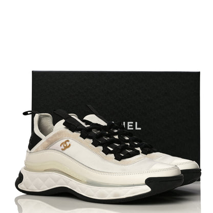Chanel Fabric Calfskin Suede CC Sneakers 41 Ivory Black 15 of 15