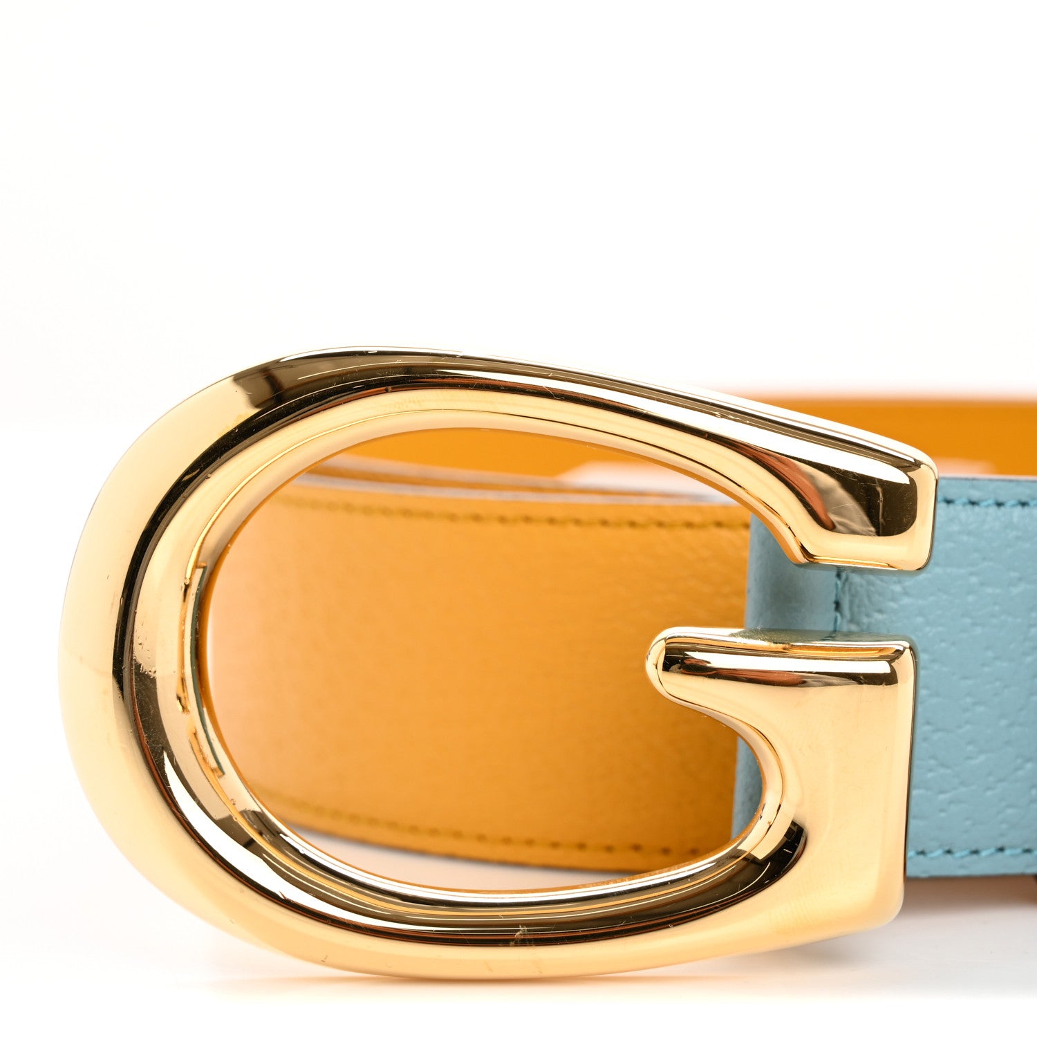 Gucci Textured Dollar Calfskin Criss Cross Double G Memorable Buckle 40mm Belt 90 36 Crop Dusty Azure 7 of 7