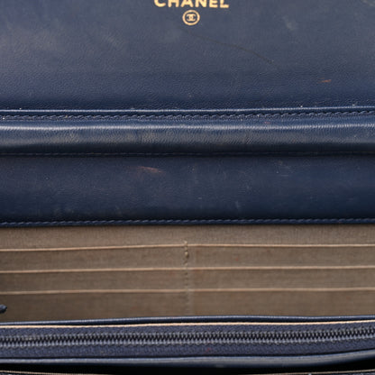 Chanel Snakeskin Wallet On Chain WOC Blue 16 of 17