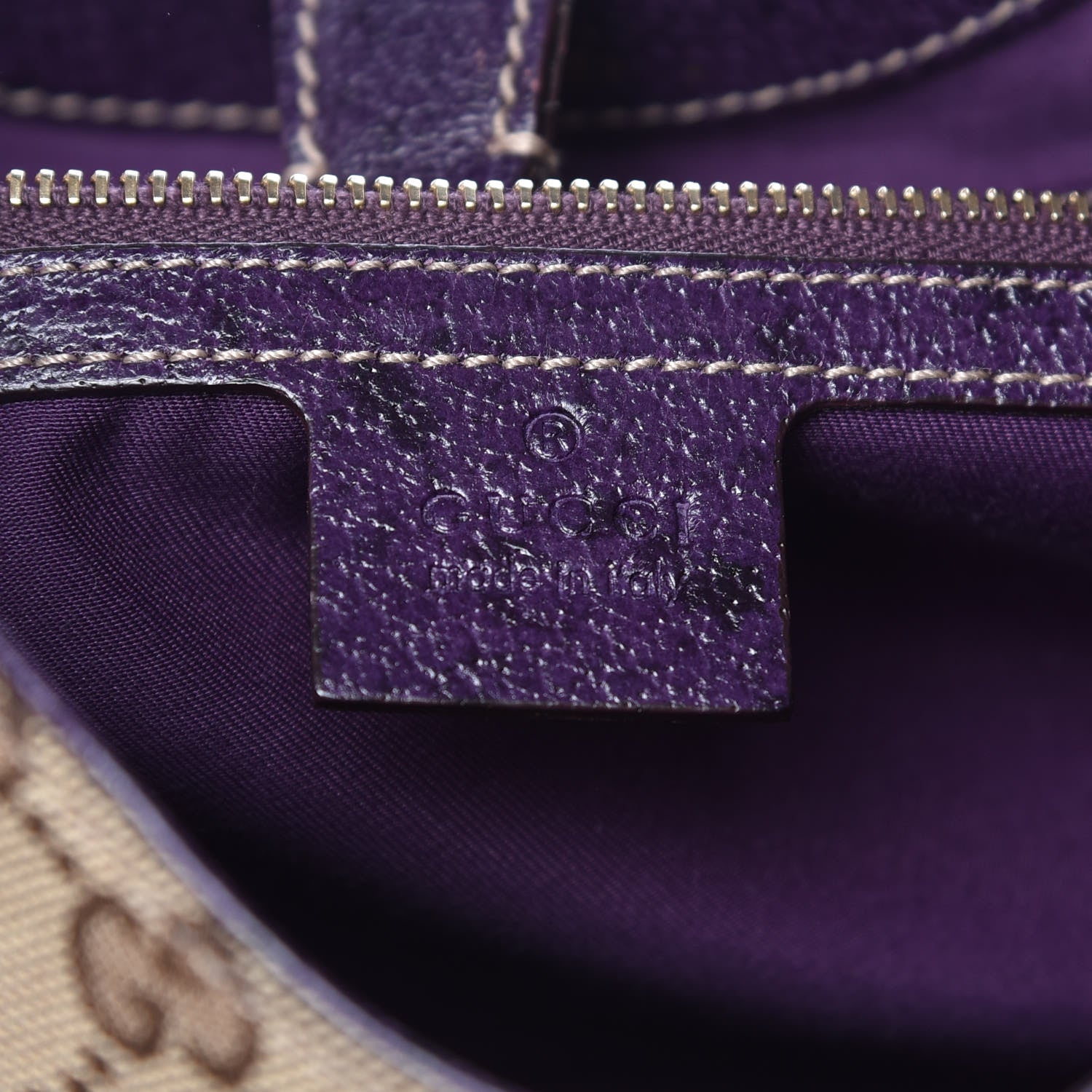 Gucci Monogram Calfskin Bardot Tote Purple 6 of 9