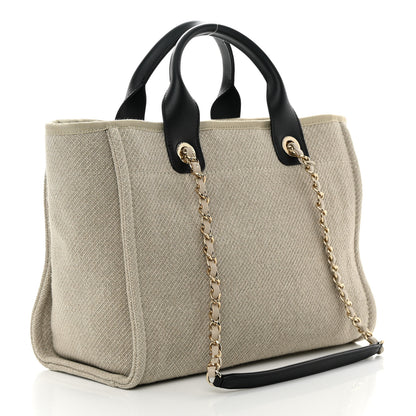 Chanel Mixed Fibers Small Deauville Tote Beige Black 4 of 12