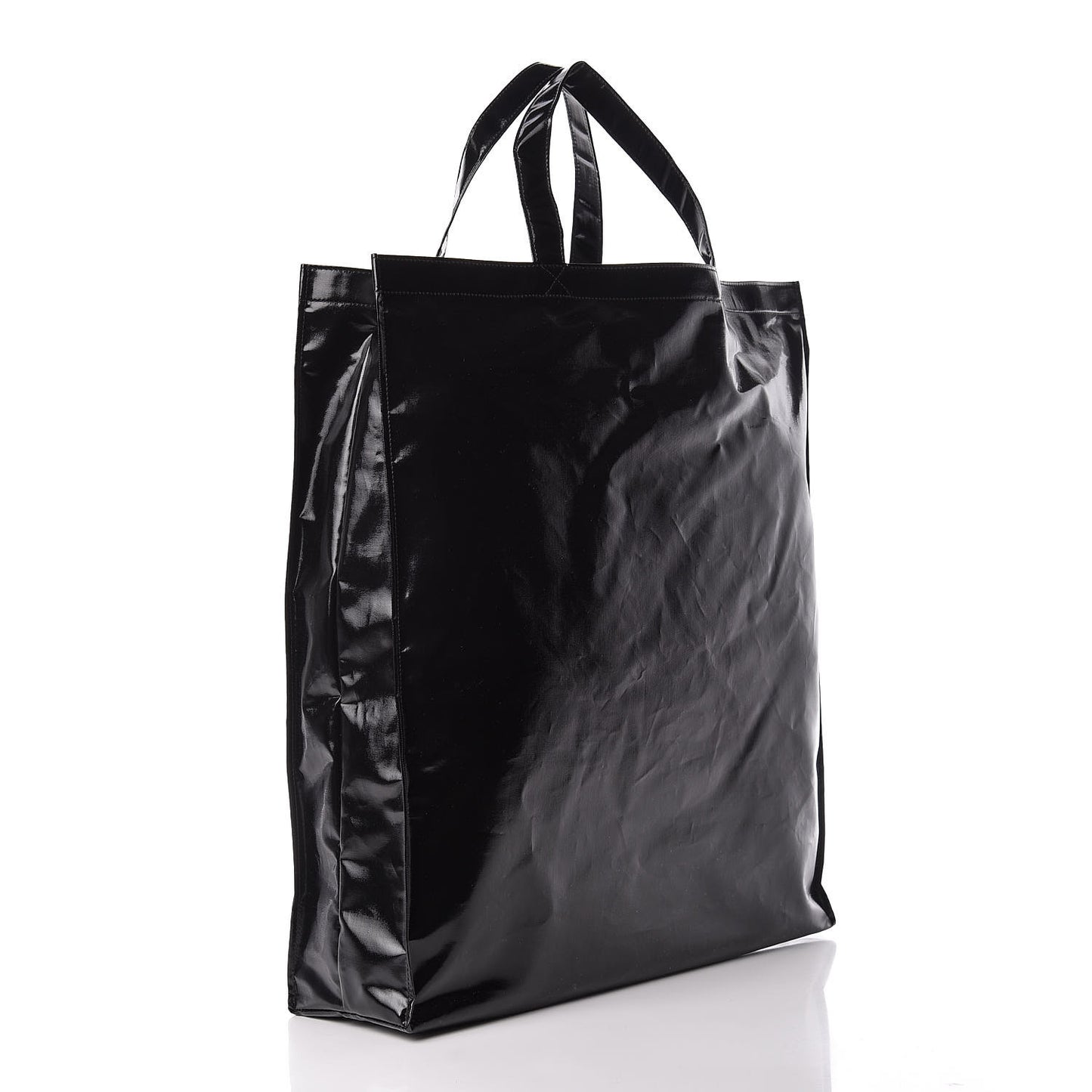 Patent Canvas Frame Logo Vertical Tote Black Crop