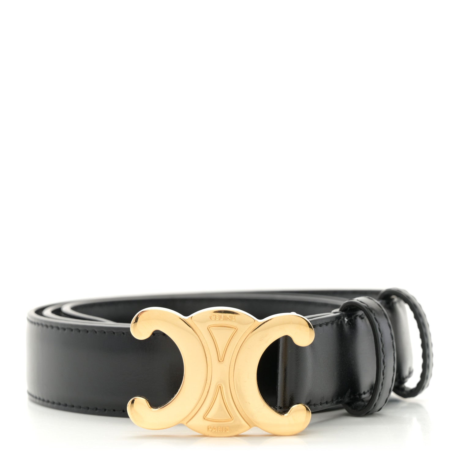 Celine Box Calfskin Medium 25mm Triomphe Belt 80 32 Black 1 of 7