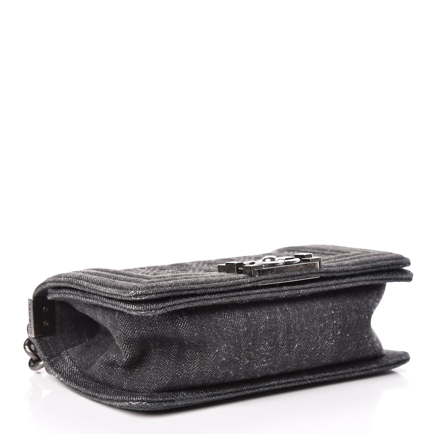 Denim Quilted Small Boy Flap Black