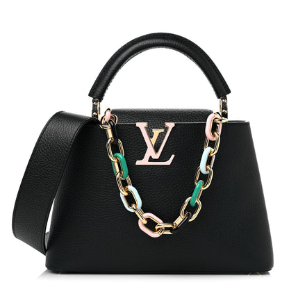 Louis Vuitton Taurillon Enamel Chain Capucines BB Black Multicolor 1 of 8