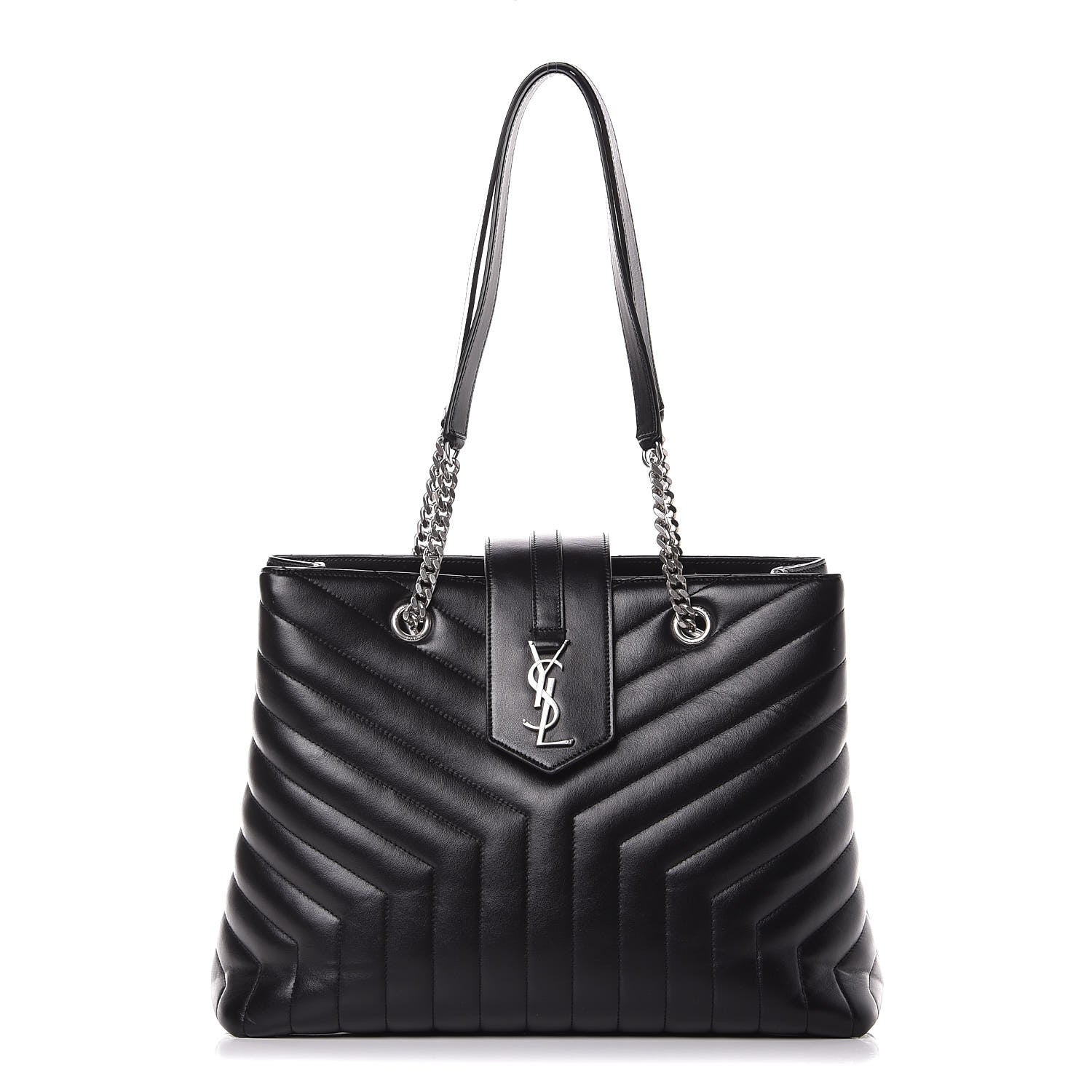 Saint Laurent Calfskin Y Quilted Monogram Large Loulou Shopper Black 1 of 8