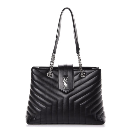 Saint Laurent Calfskin Y Quilted Monogram Large Loulou Shopper Black 1 of 8