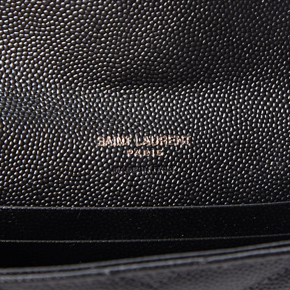 Saint Laurent Grain De Poudre Matelasse Chevron Small Monogram Envelope Wallet Black 5 of 8