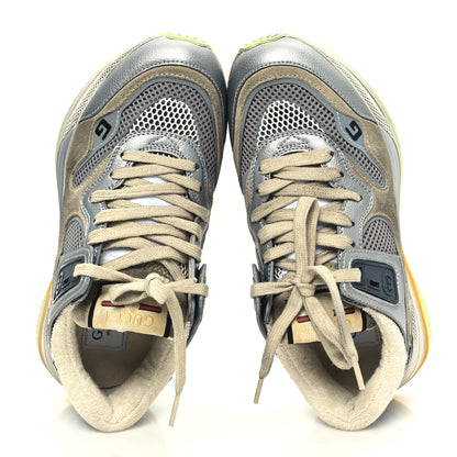 Gucci Metallic Calfskin Suede Womens Ultrapace Sneakers 35.5 Silver Oatmeal 2 of 10