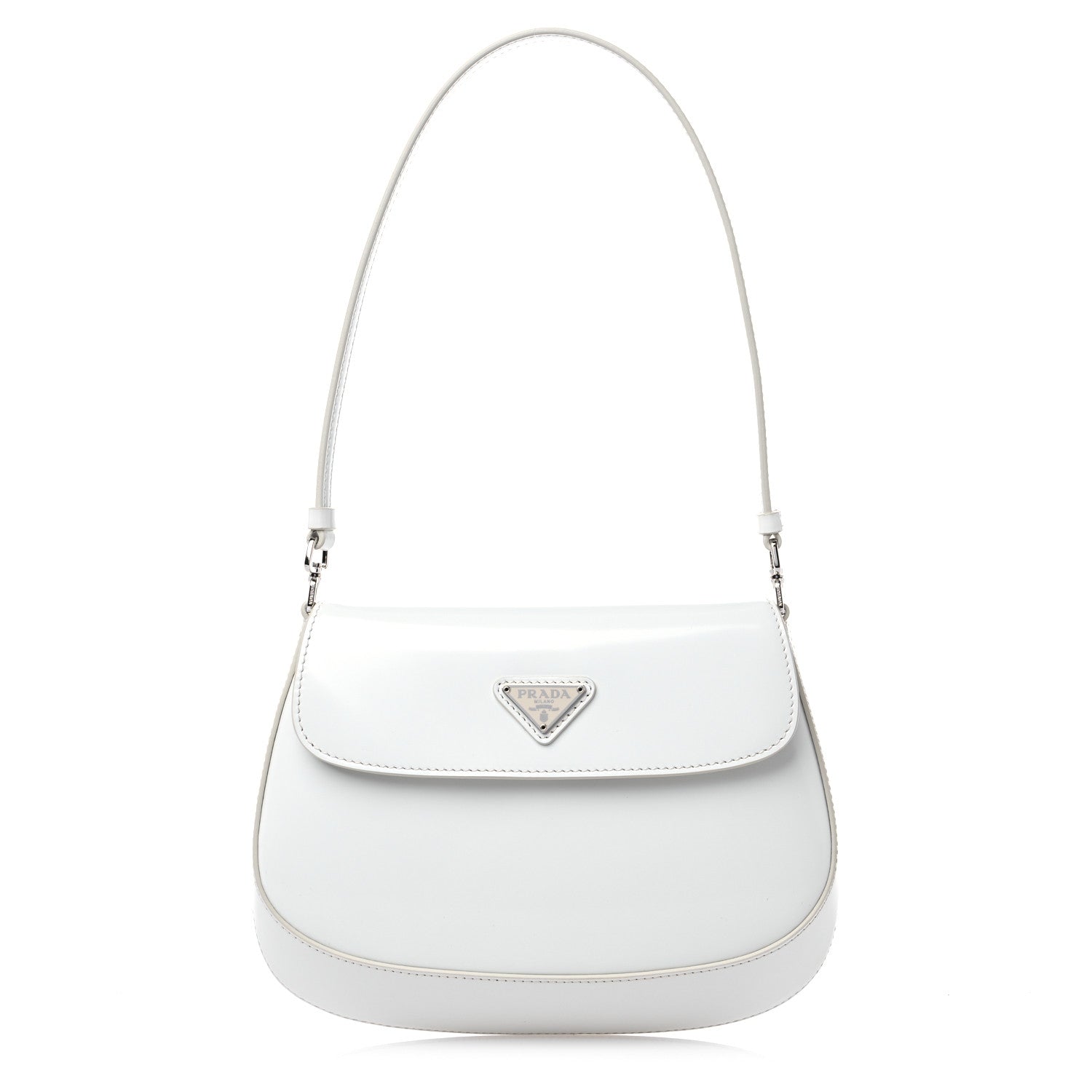 Prada Spazzolato Cleo Flap Shoulder Bag White 1 of 9