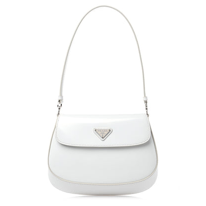 Prada Spazzolato Cleo Flap Shoulder Bag White 1 of 9