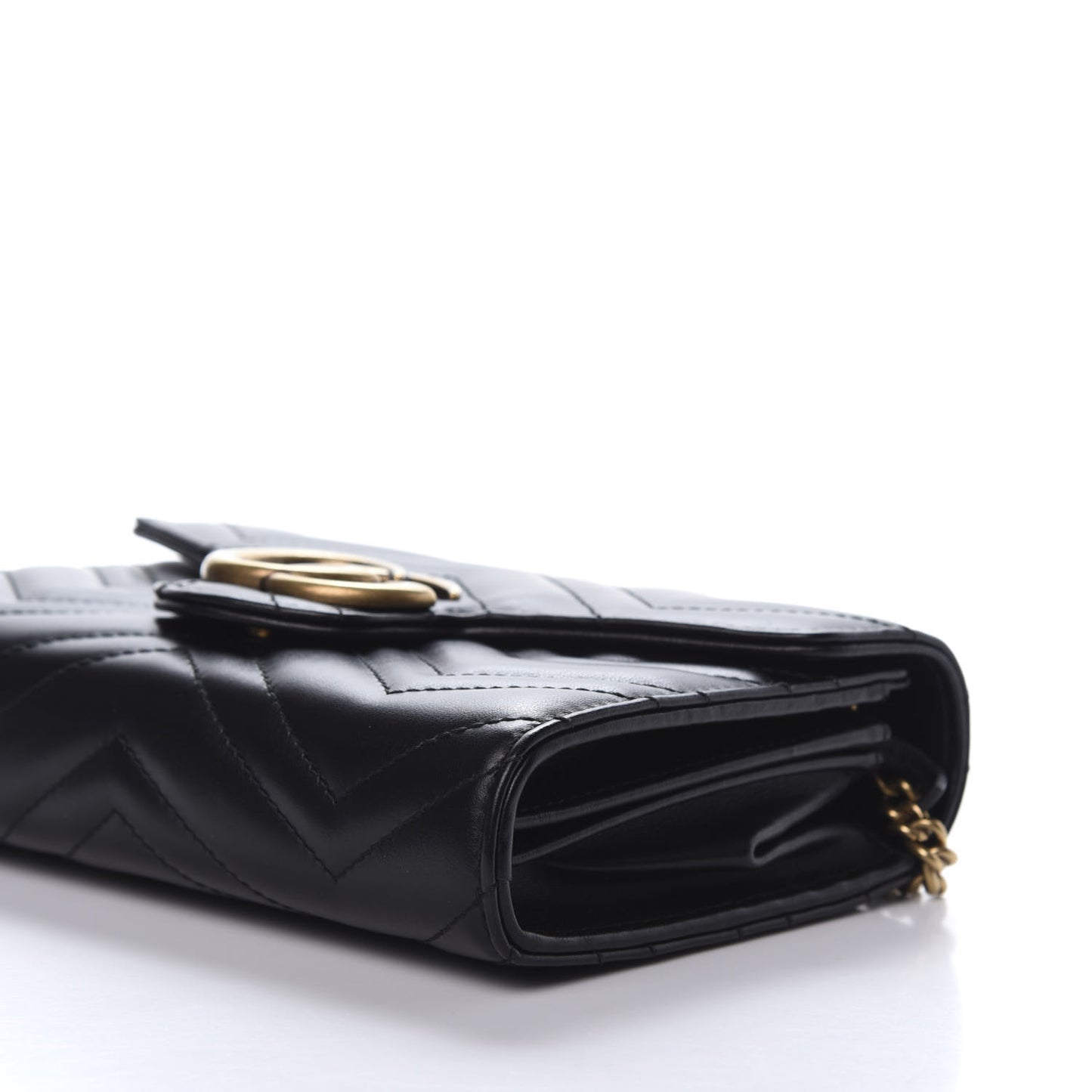 Calfskin Matelasse GG Marmont Chain Wallet Black