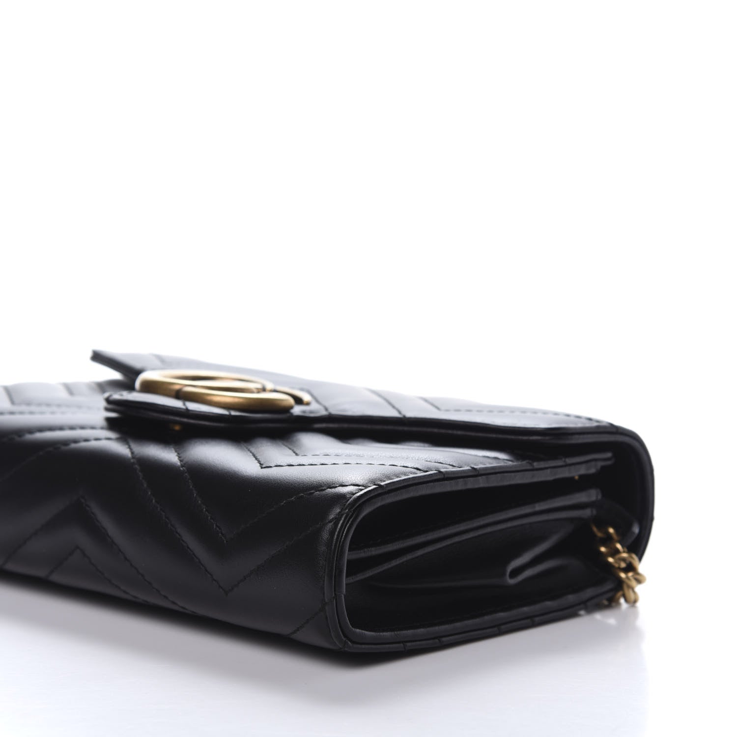 Gucci Calfskin Matelasse GG Marmont Chain Wallet Black 7 of 12