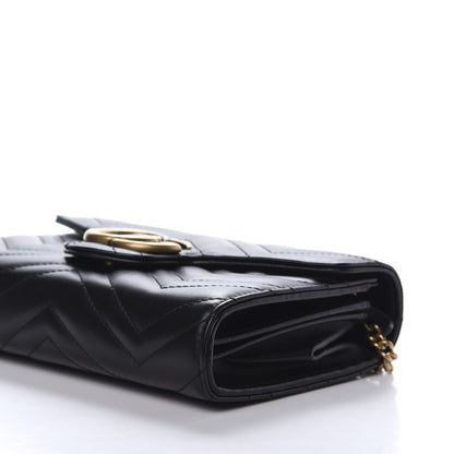 Gucci Calfskin Matelasse GG Marmont Chain Wallet Black 7 of 12