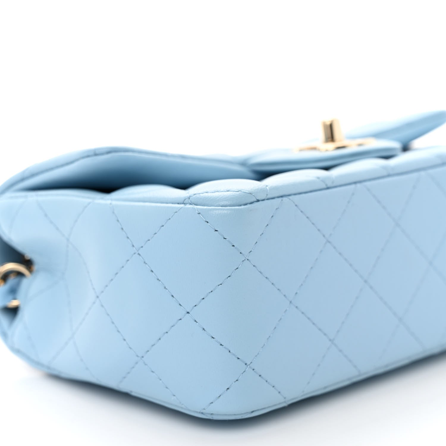 Chanel Lambskin Quilted Mini Rectangular Flap Light Blue 9 of 11
