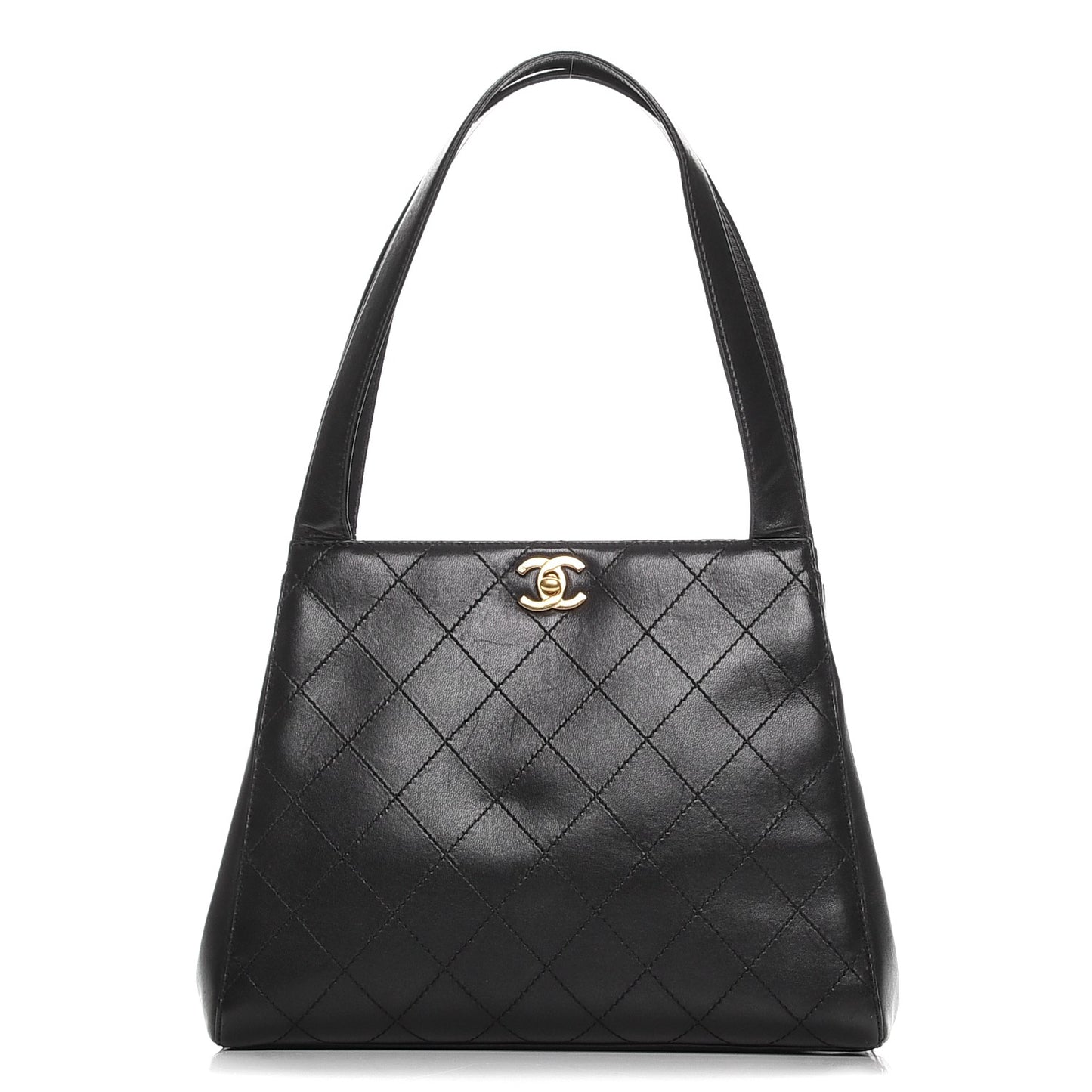 Calfskin Quilted Shoulder Bag Black