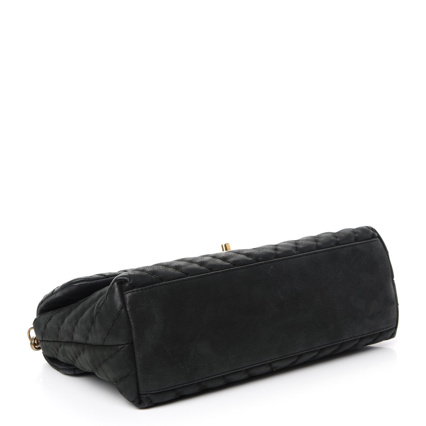 Iridescent Calfskin Surpique Chevron Large Flap Black