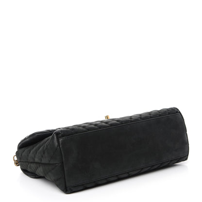 Chanel Iridescent Calfskin Surpique Chevron Large Flap Black 4 of 10