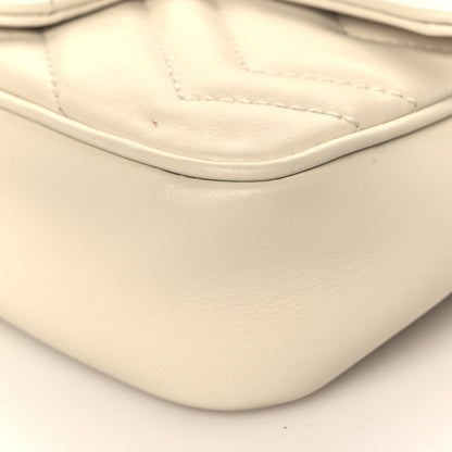 Gucci Calfskin Matelasse Super Mini GG Marmont Shoulder Bag White 9 of 9