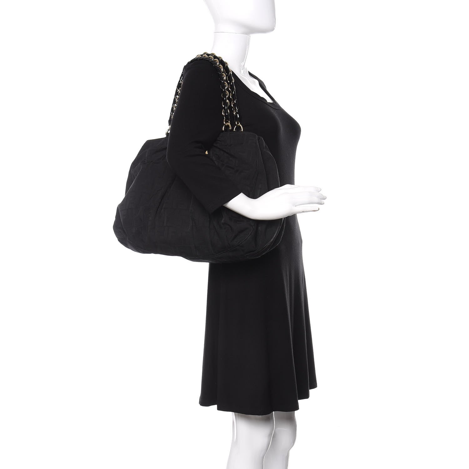 Fendi Zucca Enamel Mia Tote Black 2 of 9