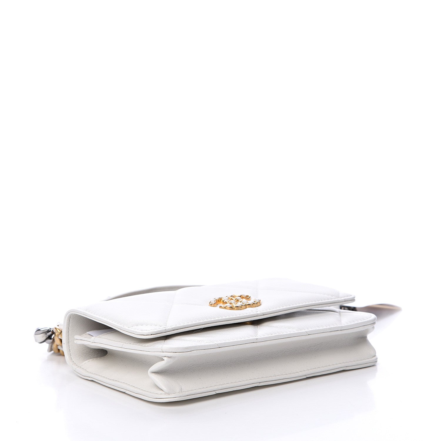 Chanel Goatskin Quilted 19 Wallet On Chain WOC White 3 of 12