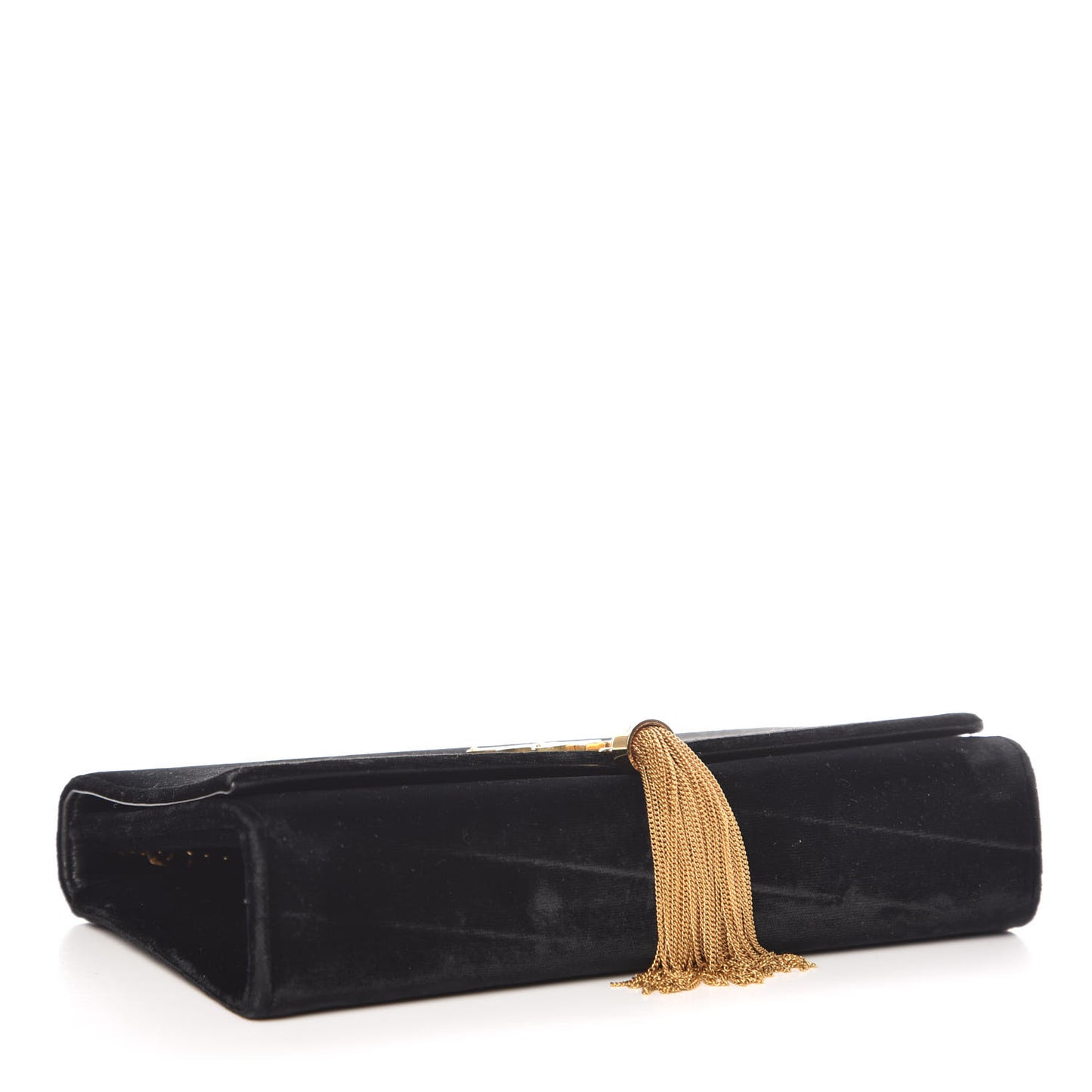 Velvet Medium Monogram Kate Tassel Shoulder Bag Black
