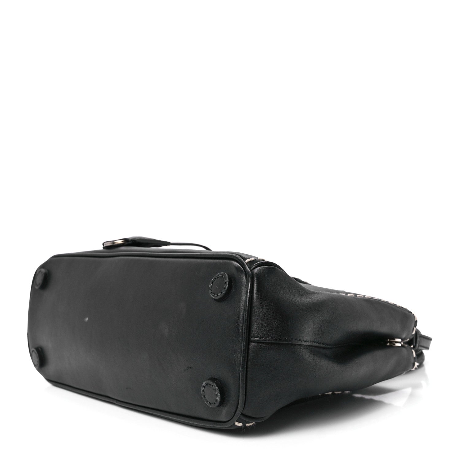 Prada City Calf Mini Hand Stitched Galleria Double Zip Tote Black 9 of 11