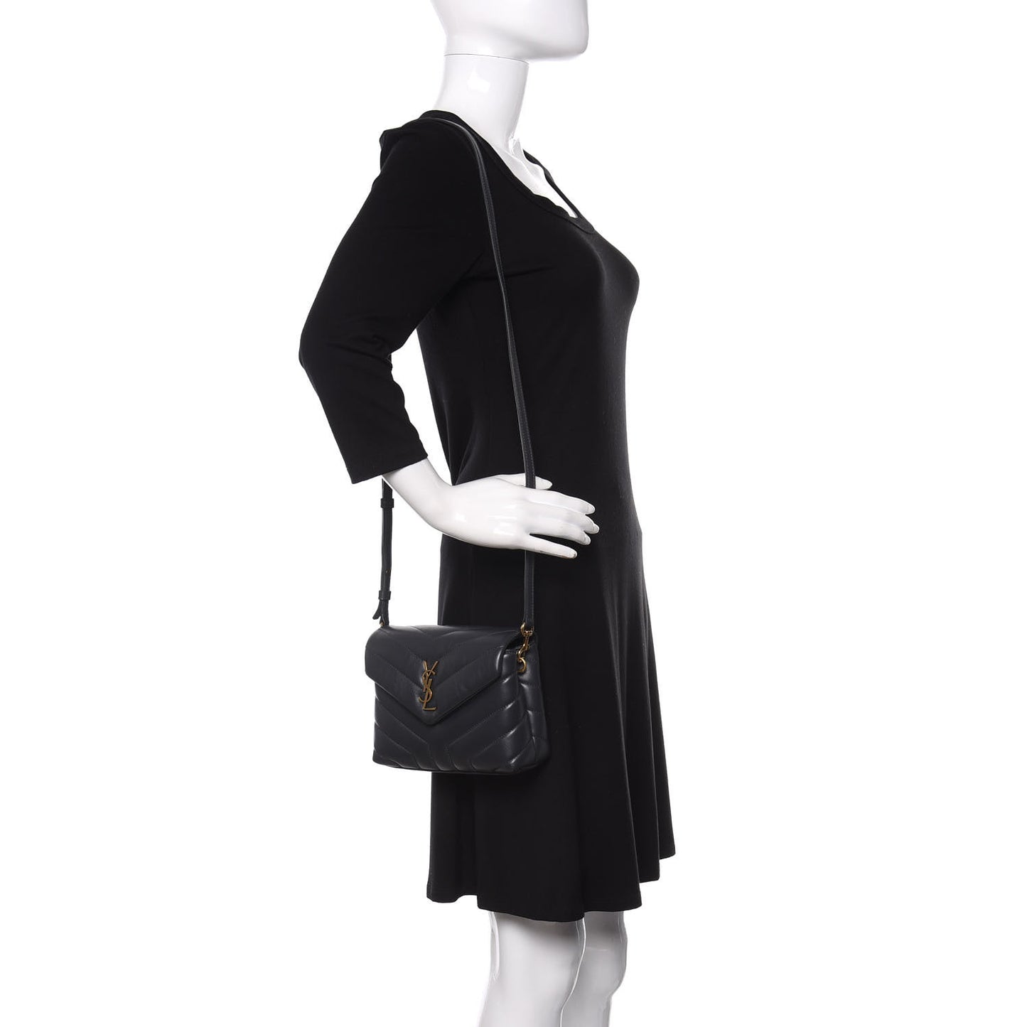 Calfskin Y Quilted Monogram Toy Loulou Crossbody Bag Graphite
