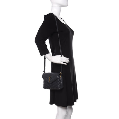 Saint Laurent Calfskin Y Quilted Monogram Toy Loulou Crossbody Bag Graphite 2 of 12