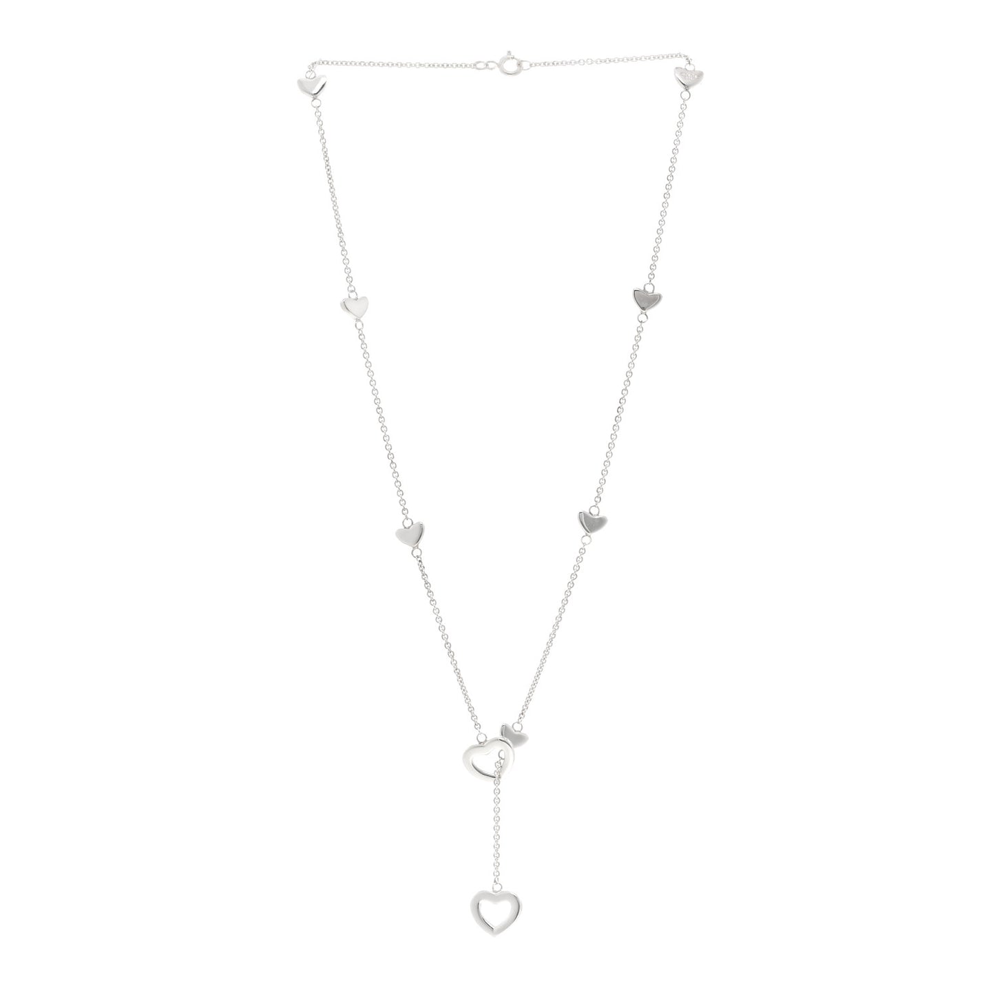 Sterling Silver Heart Lariat Necklace