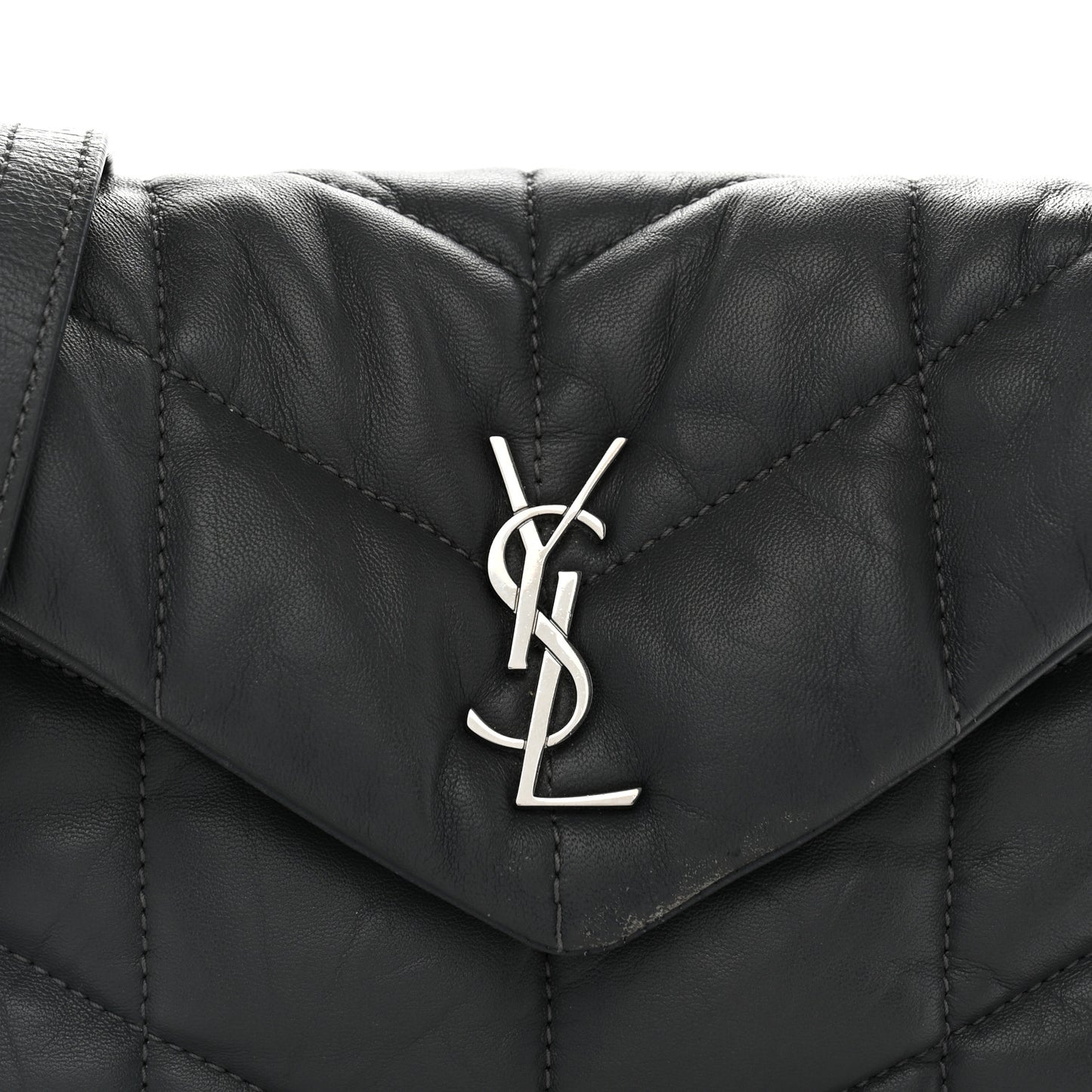 Lambskin Quilted Toy Loulou Puffer Monogram Chain Satchel Storm