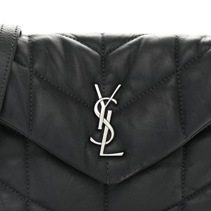Saint Laurent Lambskin Quilted Toy Loulou Puffer Monogram Chain Satchel Storm 8 of 10