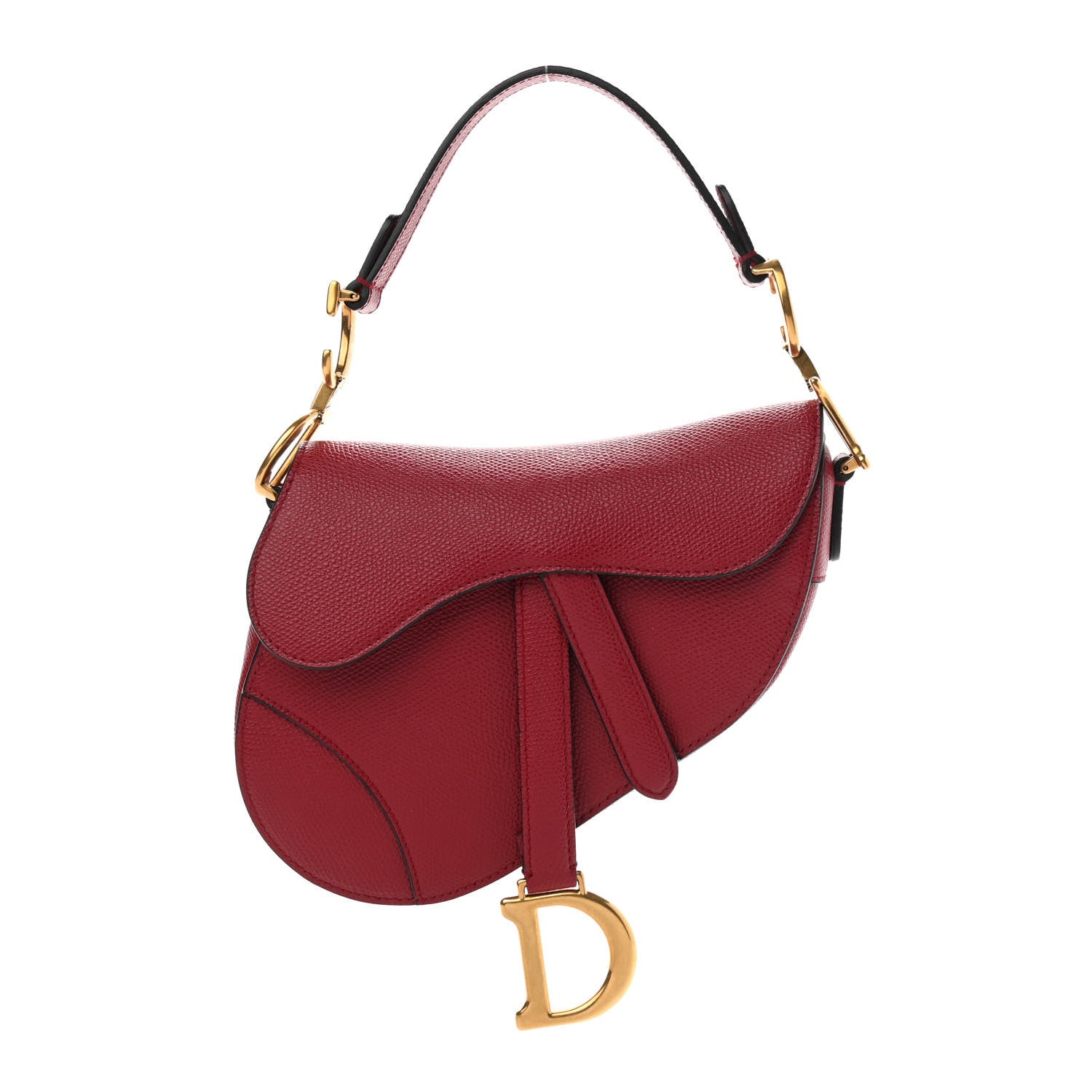 Christian Dior Grained Calfskin Mini Saddle Bag Red 1 of 9