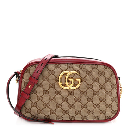 Gucci Monogram Azalea Calfskin Matelasse Diagonal Small GG Marmont Chain Shoulder Bag Beige Ebony New Cherry Red 1 of 13