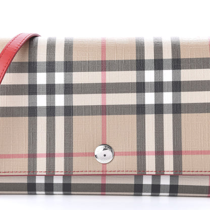 Burberry E-Canvas Vintage Check Wallet With Detachable Strap Bright Military Red 9 of 11