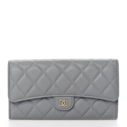 Chanel Caviar Quilted Large Flap Wallet Grey 1 of 9