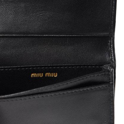 Miu Miu Nappa Impunture Flap Card Holder Key Ring Black 6 of 7