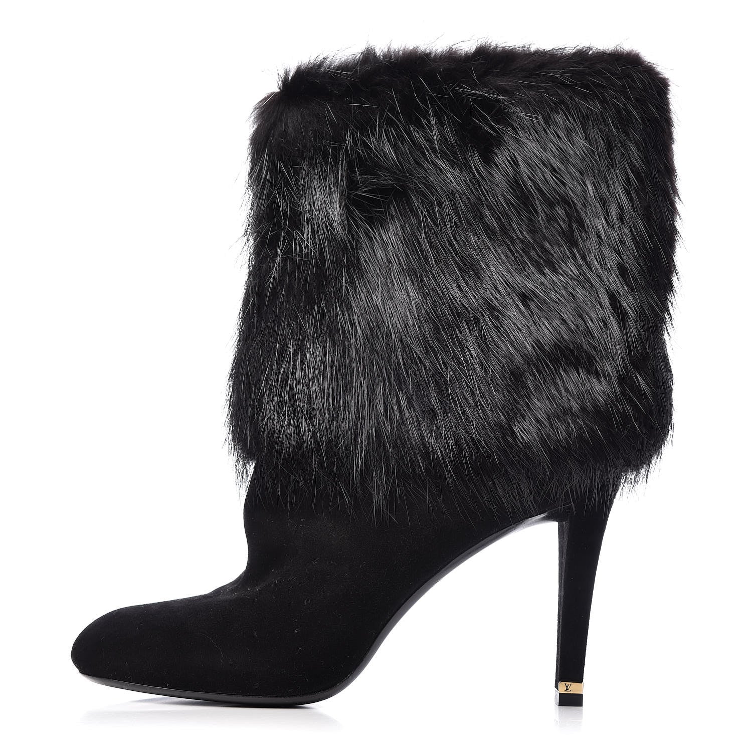 Louis Vuitton Suede Beaver Fur Glam Ankle Boots 39 Black 1 of 8