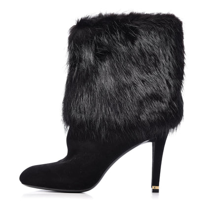Louis Vuitton Suede Beaver Fur Glam Ankle Boots 39 Black 1 of 8