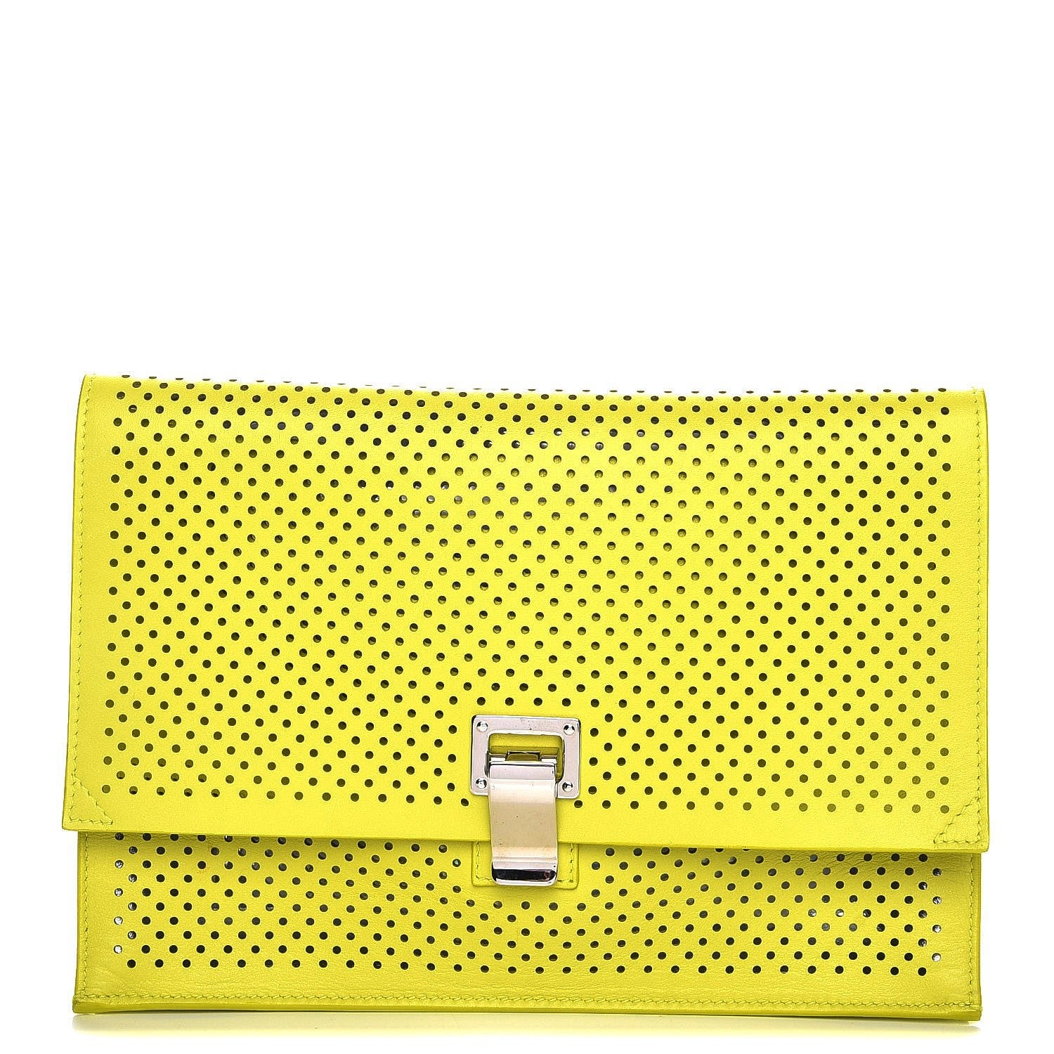 Proenza Schouler Lambskin Perforated Small Lunch Bag Clutch Sulphur 1 of 6