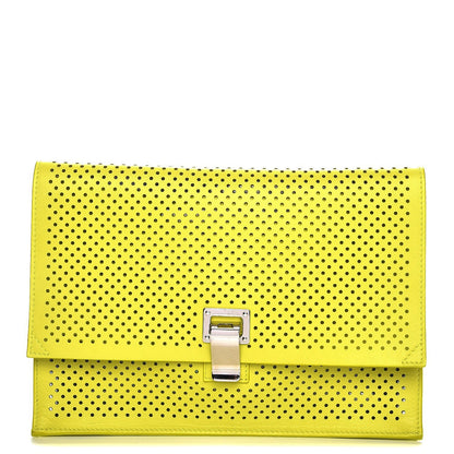Proenza Schouler Lambskin Perforated Small Lunch Bag Clutch Sulphur 1 of 6