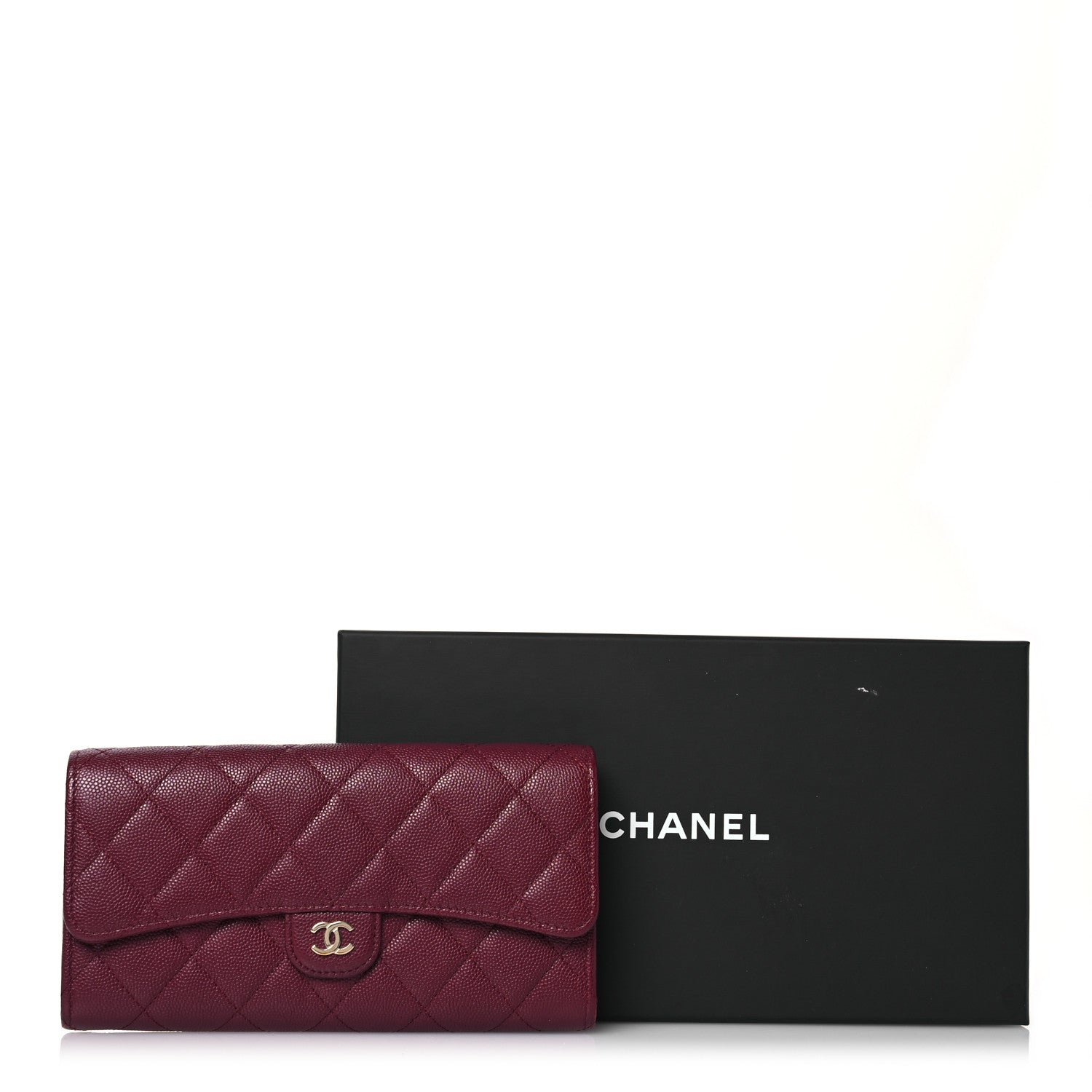 Chanel Caviar Quilted Large Gusset Flap Wallet Burgundy 17 of 17