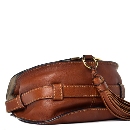 Chloe Calfskin Braided Mini Marcie Round Crossbody Bag Caramel 7 of 8