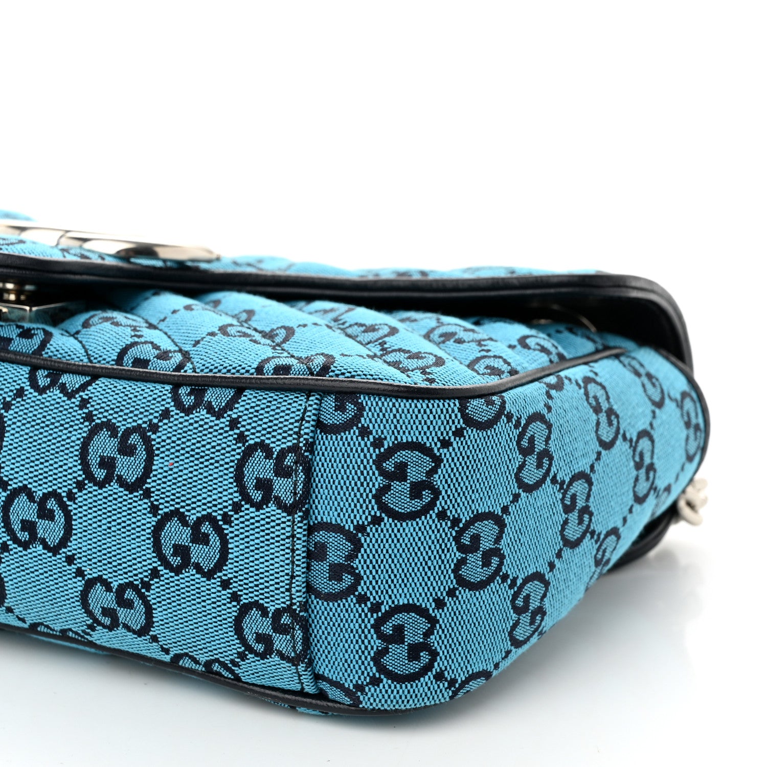 Gucci Monogram Multicolor Matelasse Diagonal Small GG Marmont Shoulder Bag Light Blue 10 of 10