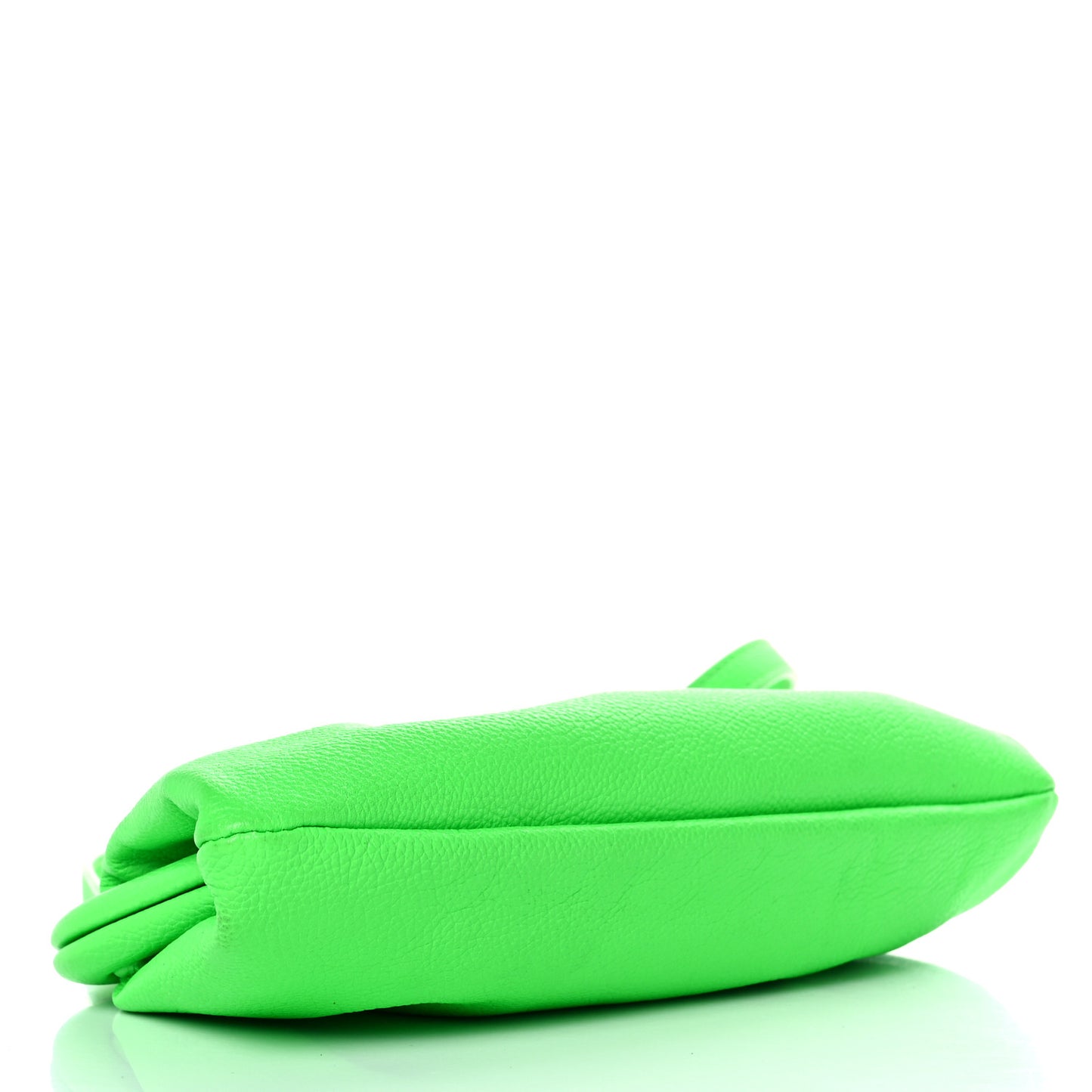 Grained Calfskin Logo Cloud Clutch XS Fluo Green
