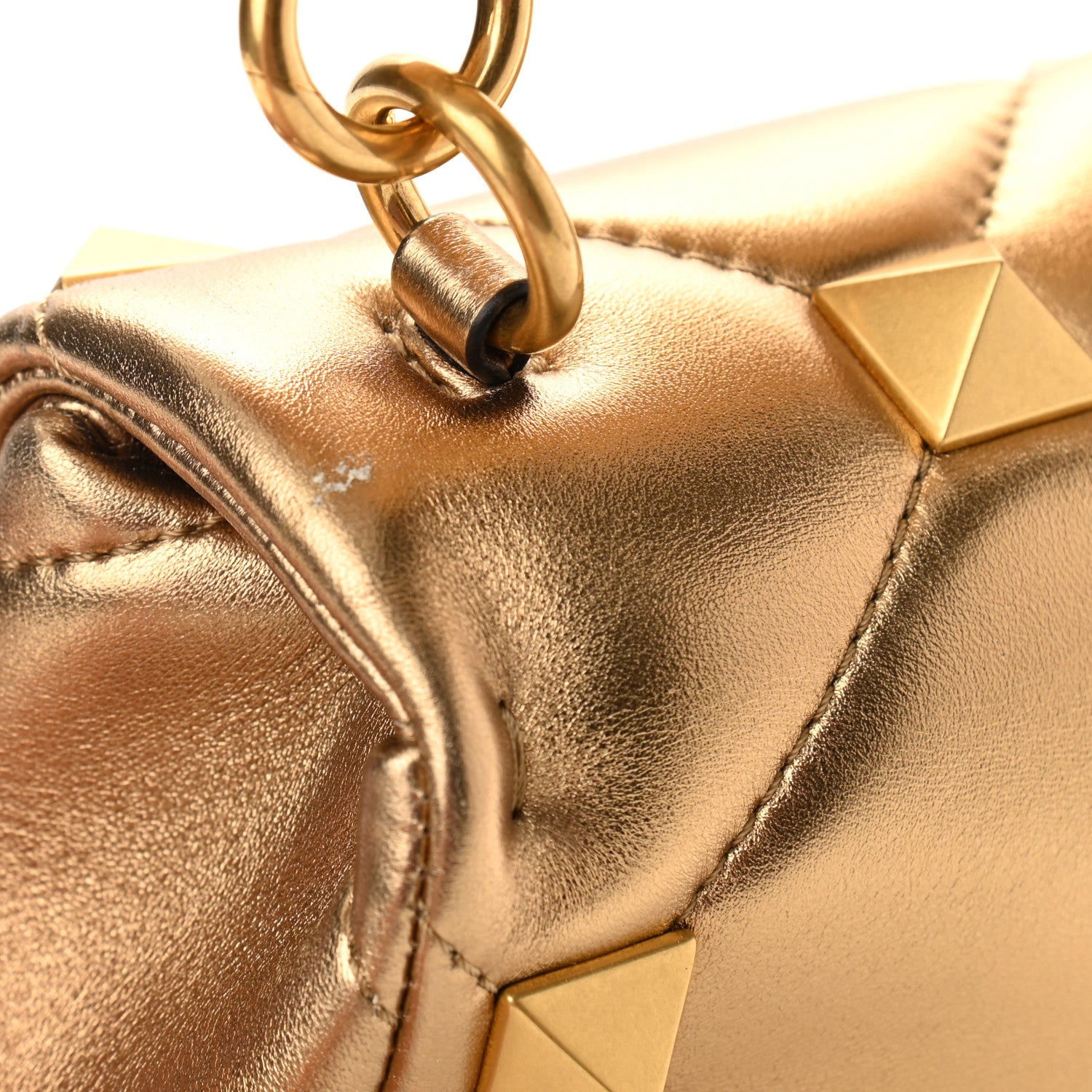 Valentino Garavani Nappa Medium Roman Stud Shoulder Bag Antique Brass 10 of 10