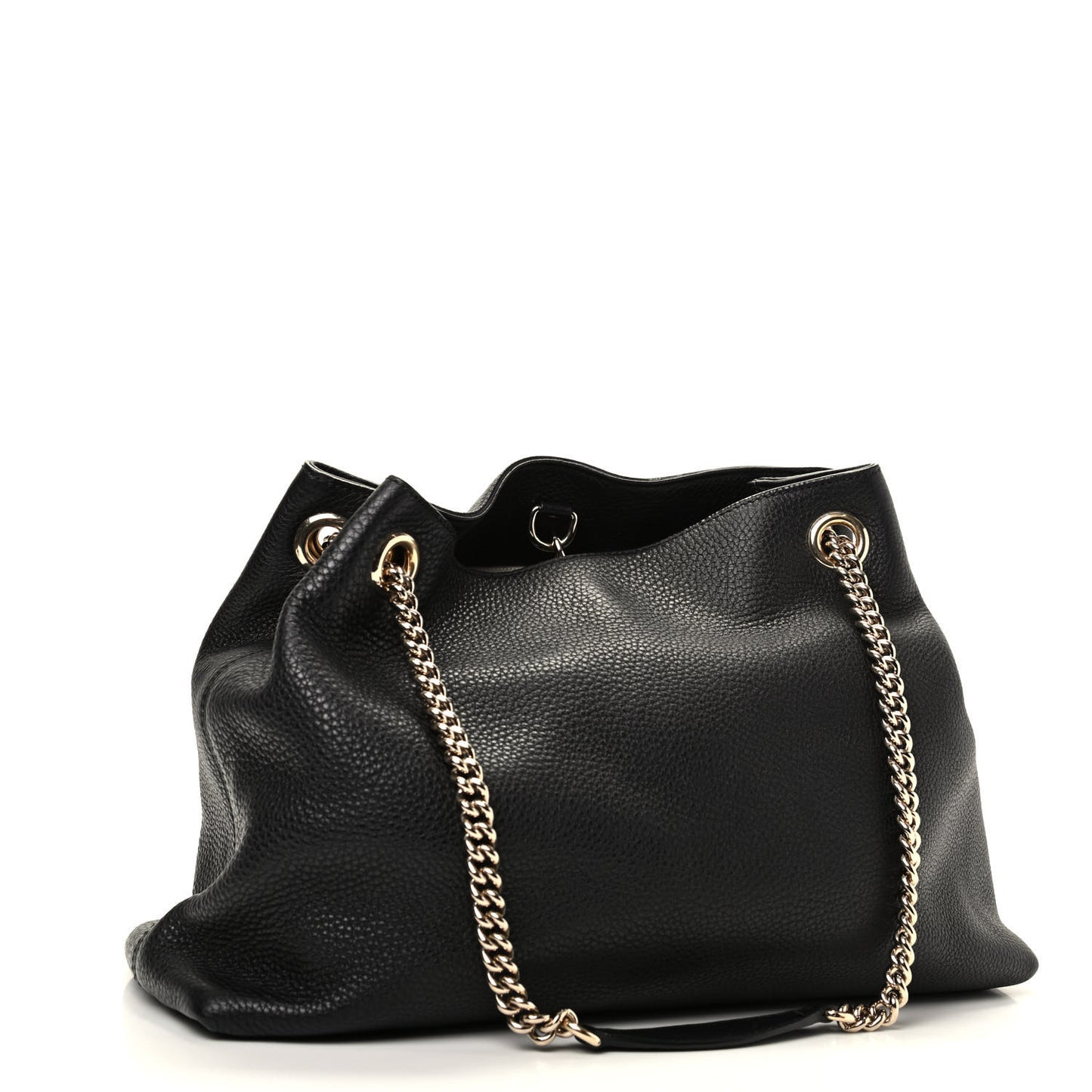 Pebbled Calfskin Medium Soho Chain Shoulder Bag Black