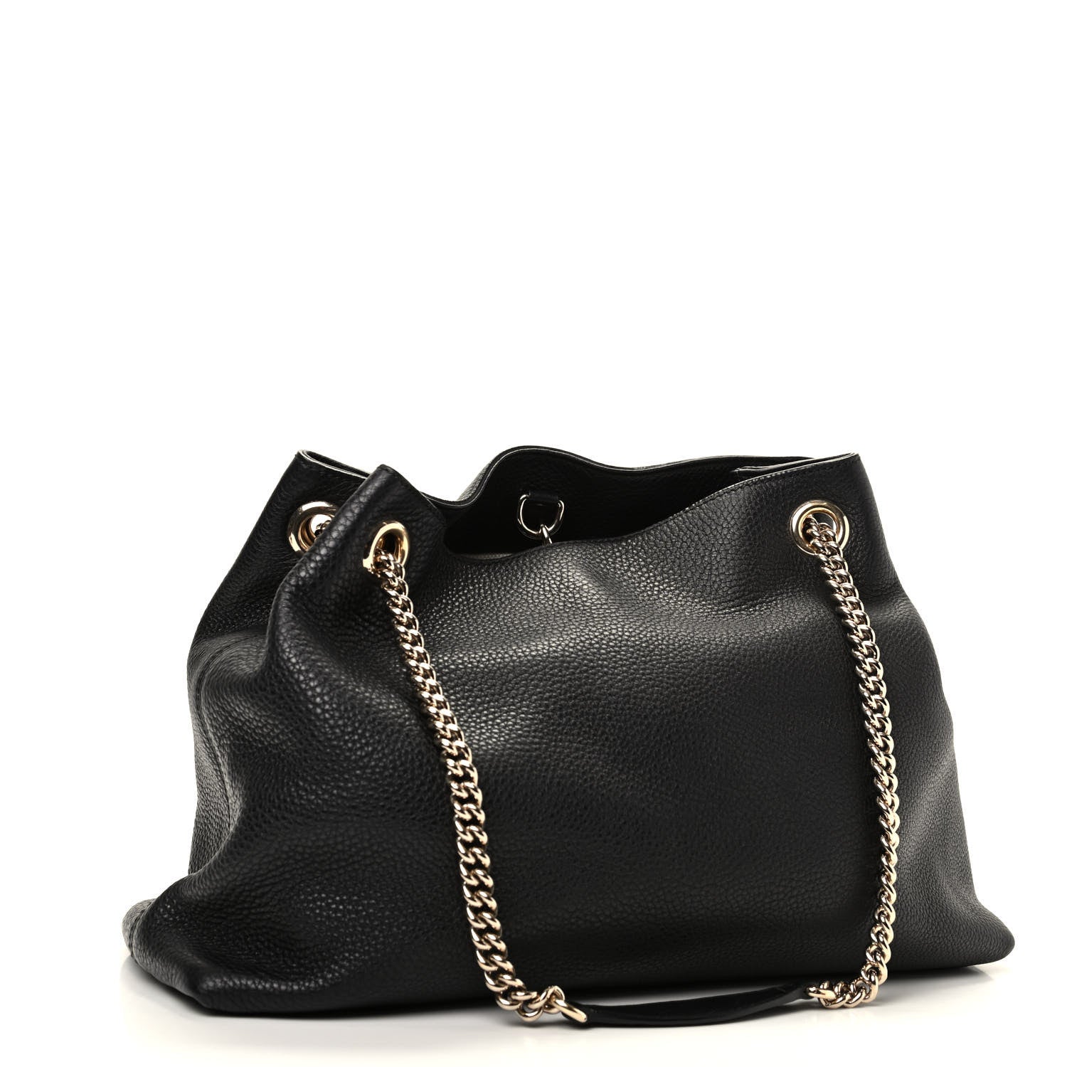 Gucci Pebbled Calfskin Medium Soho Chain Shoulder Bag Black 3 of 9